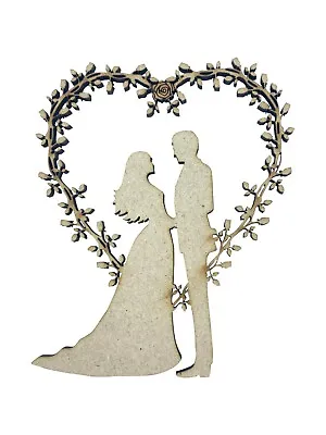 2x Couple Flower Heart Love 10cm Wood Craft Embelishments Laser Cut Shape MDF • £3.15