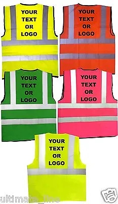 PERSONALISED Printed HI VIS HI VIZ SAFETY VEST Orangre Pink Green Yellow Kids • £9.88