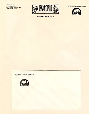 Baseball Team Manahawkin Bears Letterhead And Envelope See More Below • $28