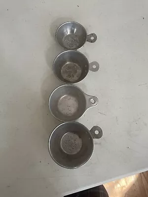 Vintage Stainless Measuring Cup Set Of 4 -1/4 1/3  1/2 Cup Plus One Unmarked • $15