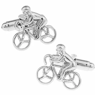 £4.95 • Buy Racing Bike Bicycle Mens Silver Cufflinks Cuff Links Novelty Genuine UK Gift Bag