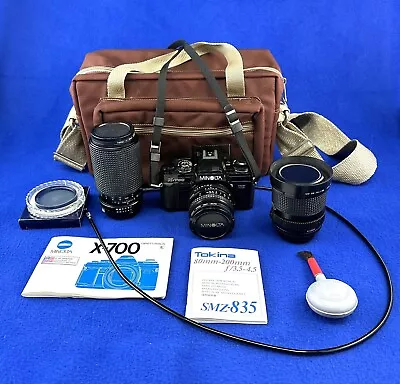 Minolta X-700 SLR Camera With 50  35-70 And 80-200 Mm Lenses And Bag • $29