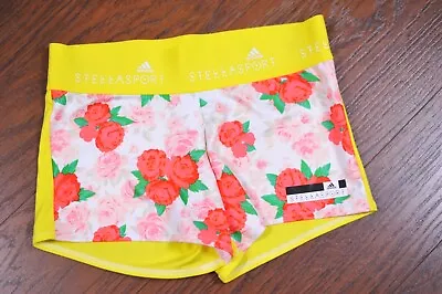 Adidas Stella McCartney Shorts Yellow Floral Print Women's Medium M • $1.25