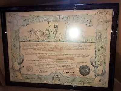 Vintage 1944 Us Navy Imperium Neptuni Regis Certificate • $49.99