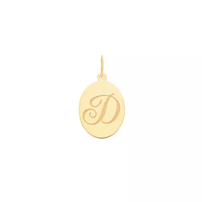 9ct Gold 14mm Plain Oval Initial D Pendant • £68.70