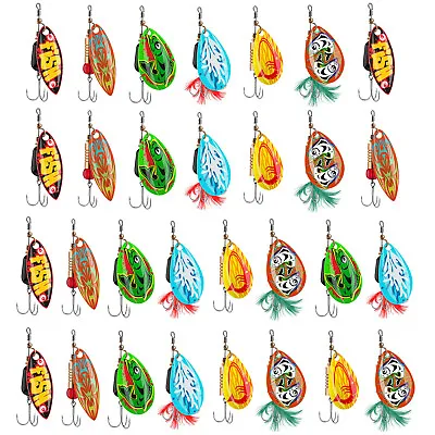 30pcs Fishing Lures Metal Spinner Baits Crankbaits Hooks Baits Trout Bass Tackle • $11.99