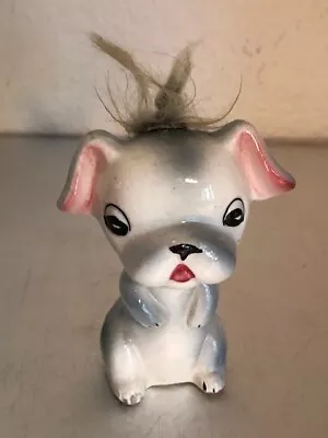 Vintage Porcelain Puppy With Fur On Head  3  Tall • $14