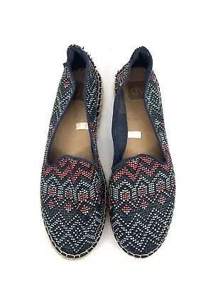 DV DOLCE VITA Size 11 Tribal Print Woven Espadrille Loafers Navy Turquoise Coral • $15