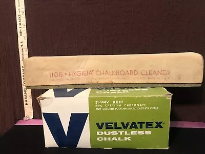 Vntg Velcatex Dustless Chalk One Gross Buff 143 Plus 1106 HYGIEIA Cleaner   F • $50