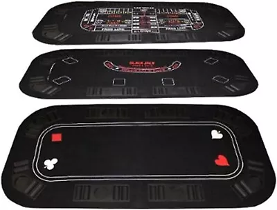 Texas Hold'em Table Top Folding Black Felt 3 In 1 (Poker/Blackjack/Craps) • $138.89