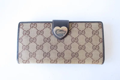 $59 • Buy Authentic GUCCI GG Canvas Leather Bifold Long Wallet #16654