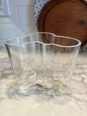 BEAUTIFUL Stamped Marked Alvar AAlto Vase Clear 3.5  High Vintage • $50