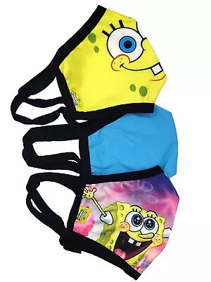 Kids Spongebob Patrick Reusable Face Masks 3 Pack Rainbow Krabby Patty • $6.36