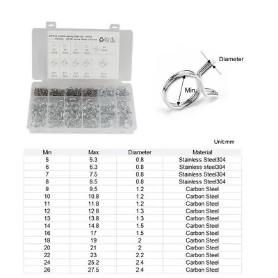 $20.60 • Buy 250Pcs Car Spring Clip Vacuum Fuel Oil Hose Line Air Tube Band Clamp Universal
