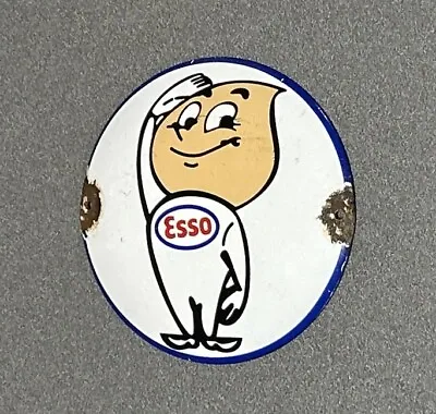 Vintage Domed Esso Boy Porcelain Sign Car Gas Truck Oil • $49.99