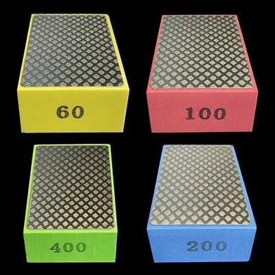 £12.30 • Buy 4x Diamond Hand Polishing Pads Hand-held Sanding Blocks For Marble Tile Grinding