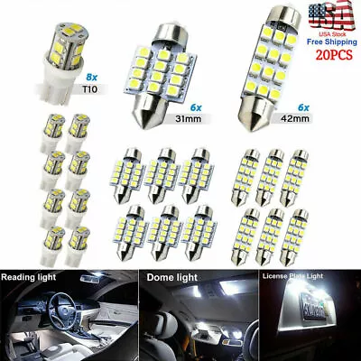 20pcs LED Interior Lights Bulbs Kit Car Trunk Dome License Plate Lamps 6000K • $5.99