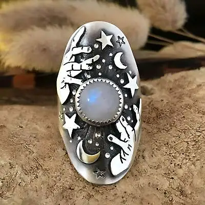 Moonstone Magician Ring Enchanting Gem Moonstone Glow Spiritual Energies Gift • $14.90