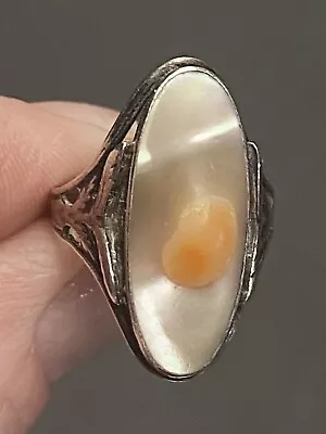 Vintage Antique Sterling Silver Blister Pearl Ring • $69