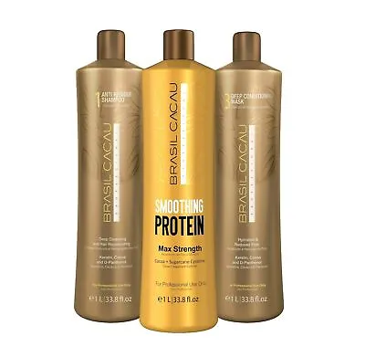 New Cadiveu Brazil Cacau Straightening Therapy  Smoothing Protein 1 Liter Kit • £215.22