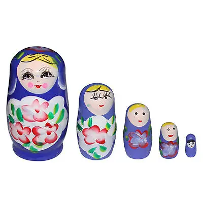 5Pcs Hand Painted Nesting Russian Dolls Set Lotus Wood Babushka Matryoshka Decor • $10.24