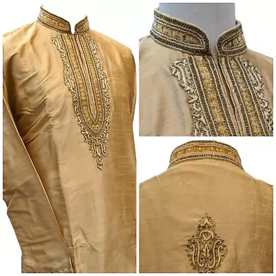 Mens Kurta Pyjama Bollywood Wear With Fancy Embroidery/ Size 42 /Large • £59.99