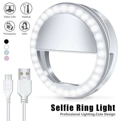 Selfie LED Light Ring Flash Clip Rechargeable Camera For Phone & IPhone Tablets  • £4.98