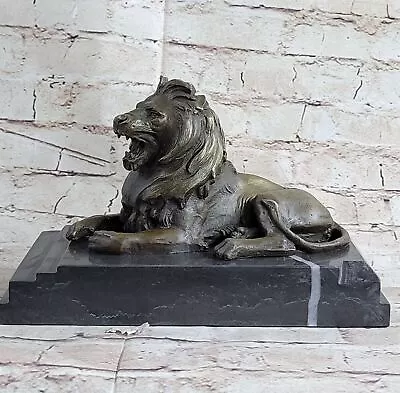 Handsome Italian Cast Bronze Lion Solid Marble Base Neo Classic Sculpture Sale • $124.50