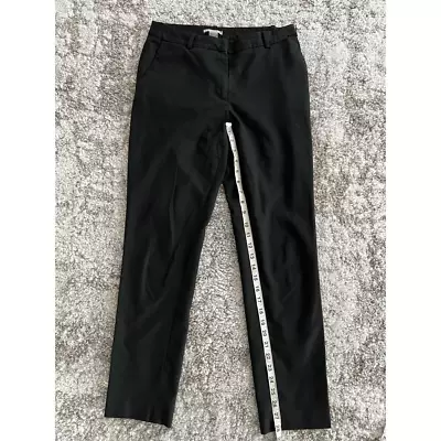 H&M Womens Dress Career Pants Black Stretch Pockets Zipper Straight Leg 6 • $9.74