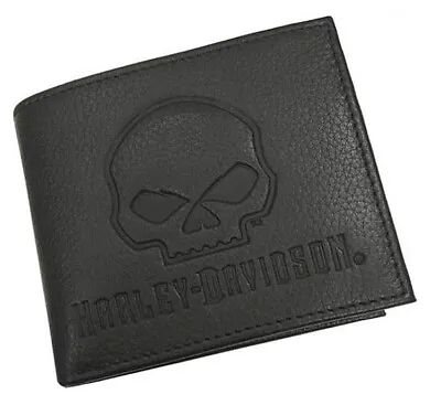 Harley-Davidson Men's Willie G Skull Embossed Pocketed Billfold XML4794-BLACK • $32.39