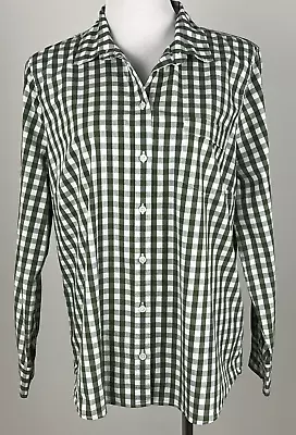J.CREW L/S 'Gingham Stretch Cotton Poplin Shirt In Signature Fit' - XXL Green • $22.99