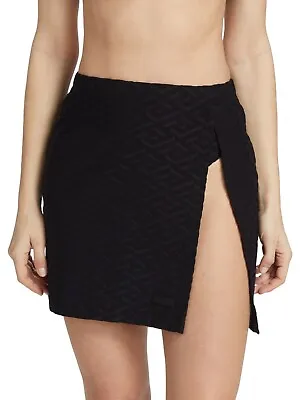 Versace Womens La Greca Sponge Swim Skirt Black Size 40 / US XS  4 - Italy Made • $169.99