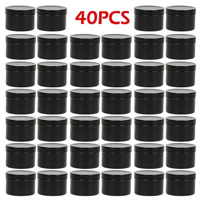 40PCS 50ML Candle Tins With Lid Round Candle Jars Empty Storage For Gifts Black • £19.89