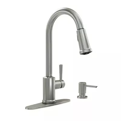 Moen Indi 87090MSRS Single Handle Pull-Down Kitchen Faucet W/Soap Dispenser  • $99