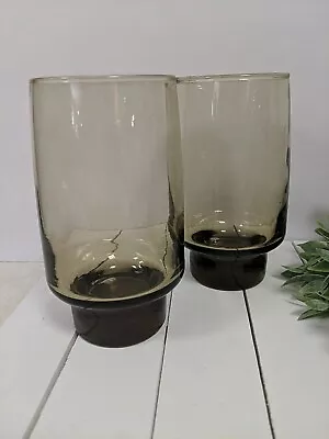 Set/2 Vintage Smokey Brown Mocha Tawny Glassware MCM • $7.99