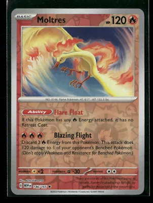 Moltres Reverse Holo NM 146/165 Scarlet & Violet 151 Pokemon Card • $2.99