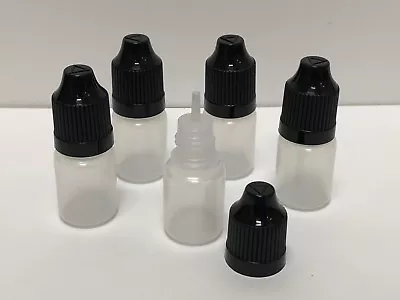 5ml Empty Plastic Squeezable Eye Dropper Bottles Black Cap LDPE  - (25-Pack) • $13.99