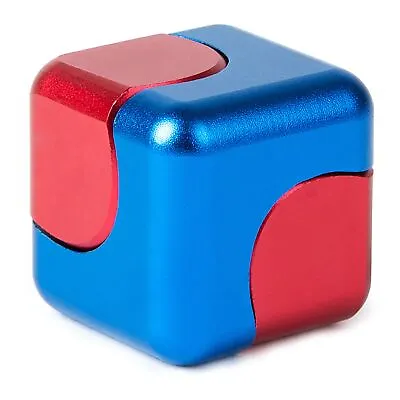 Bopster Cube Spinner Hand Toy 360 Spin Metal Anti Stress Red/Blue • £7.99