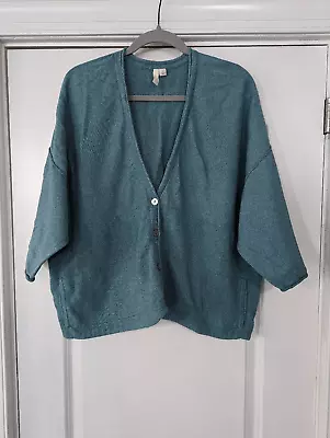 J. Jill PureJill Cardigan Sweater Women's Size L Blue  Cotton Cashmere Boxy • $28