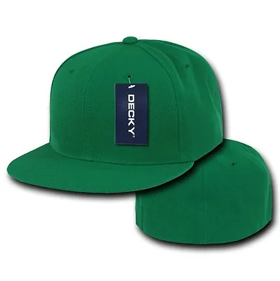 Kelly Green Fitted Flat Bill Plain Solid Blank Baseball Ball Cap Caps Hat Hats • $16.95