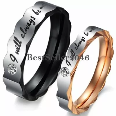  I Will Always Be With You  Love Promise Ring Steel Wedding Band For Men Women • $8.99