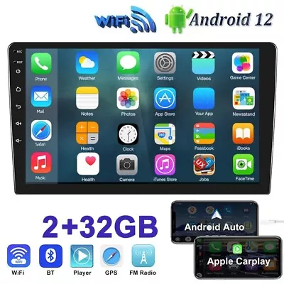 2+32G 2DIN Android 12 Car Stereo Radio With Wireless Carplay Andriodauto GPS BT • $59.99