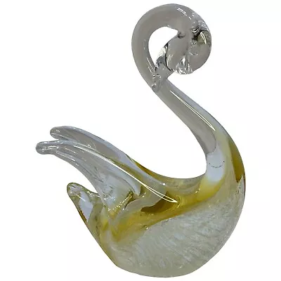 Vintage Artas Murano Italy Hand Blown Blue Art Glass Swan W/ Original Sticker • $44.98