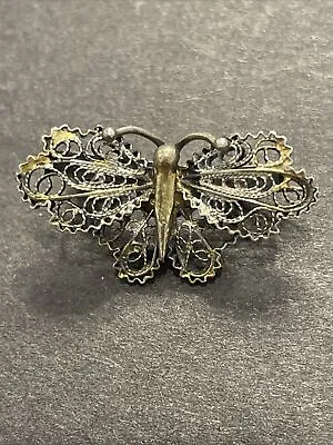Intricate Gorgeous Small Delicate Sterling Silver 925s Gilded Butterfly Brooch • $19.99