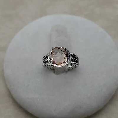 David Yurman Sterling Silver Petite Morganite Wheaton Ring Size 6 • $194
