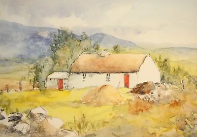 Original Irish Art Watercolour Painting COTTAGE IN DONEGAL By ROBERT BEATTIE • £120