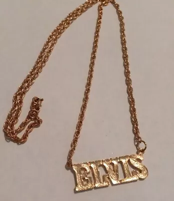 Vintage  ELVIS PRESLEY Nameplate Necklace Pendant Gold Tone BOXCAR • $19.99