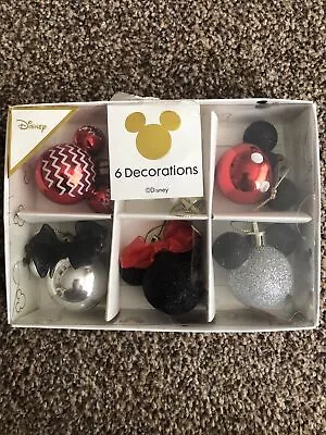 Primark Disney Xmas Tree Decorations Pk Of 6 Opened Unused Mickey Minnie Mouse • £5.99