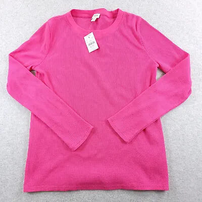 J CREW Sweater Womens Extra Small XS Pink Waffle Knit Long Sleeve Lightweight • $22.96