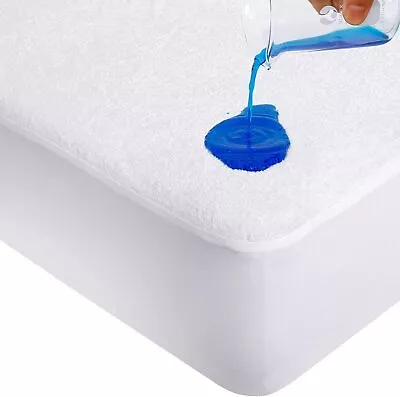 New Waterproof Mattress Protector Cozy Anti Bug Terry Towel Matters Cover Sheets • £6.99